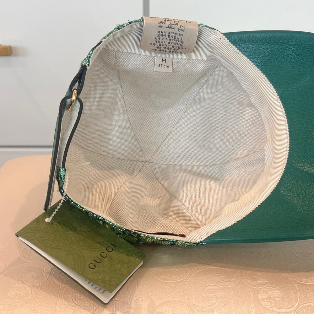 Gucci Metallic Green Monogram Baseball Cap - Picture 6 of 8